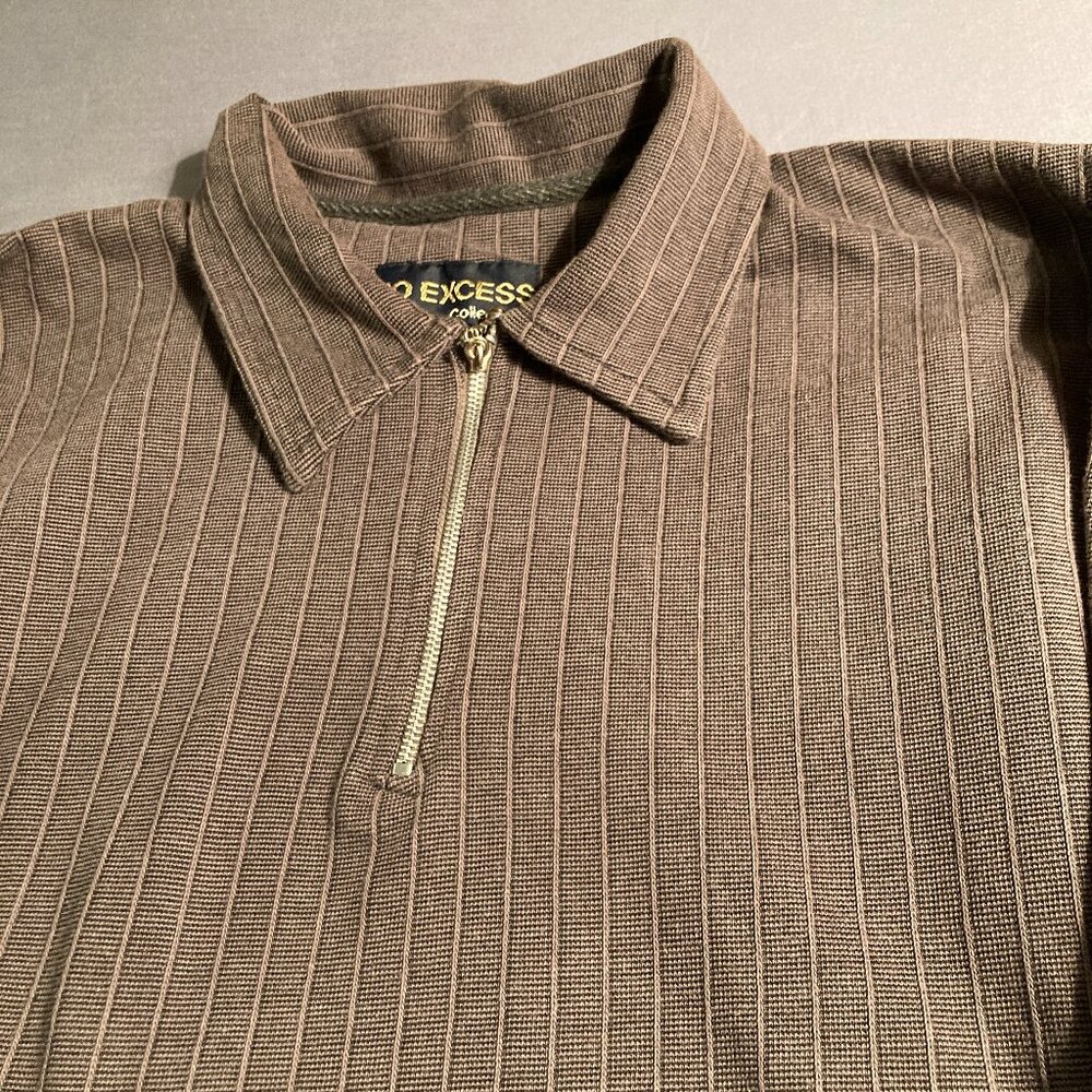 No Excess Collection Half-Zip Sweater with Subtle Pinstripes